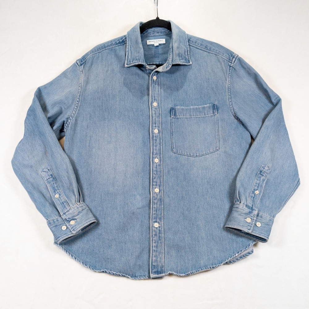 Banana Republic Denim Shirt Men M Blue Relaxed Fit Americana Old Money Western